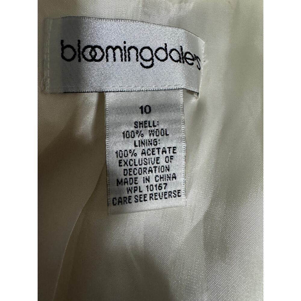 Bloomingdale’s Ivory Wool Blazer with Lace Tie Front – Size 10 Romantic Bridal - Picture 4 of 5